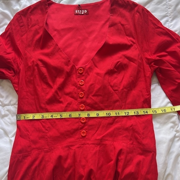 STAUD Veronica Stretch Cotton Poplin Red Dress Size 6 - Picture 11 of 11
